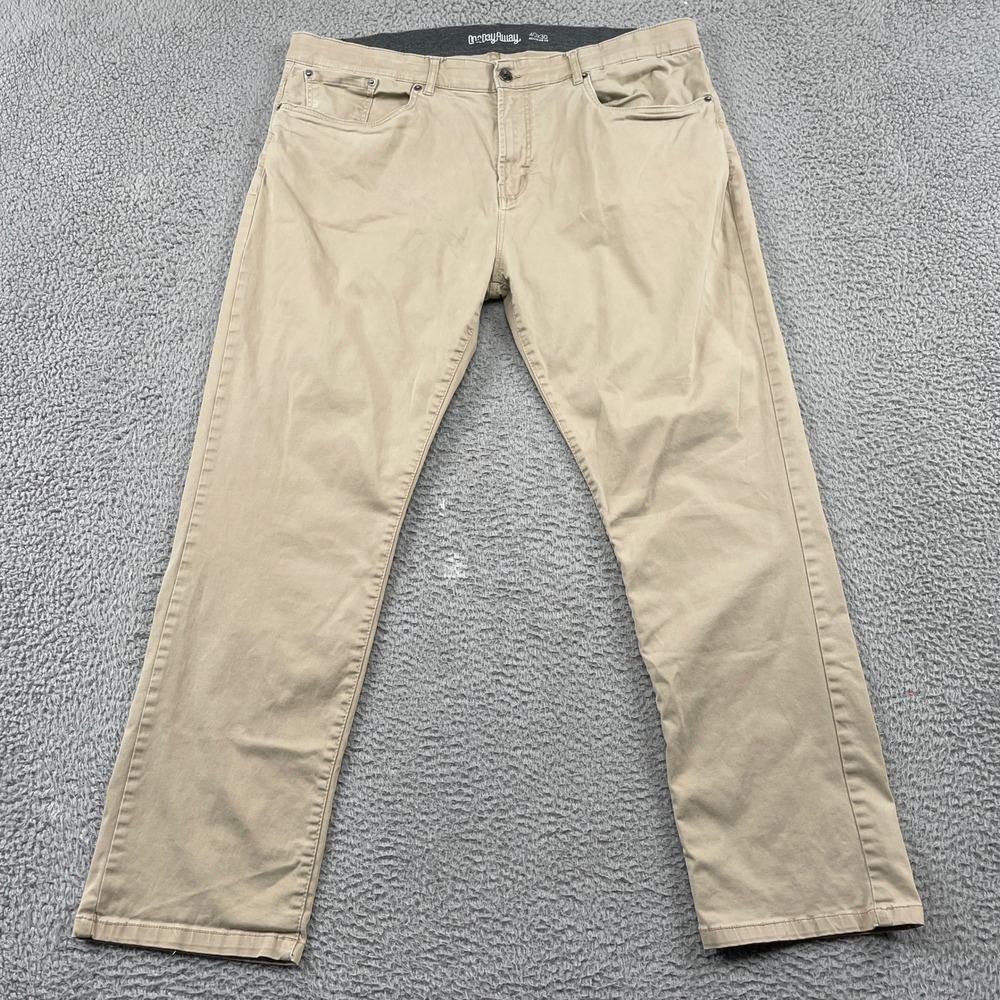 One Day Away Pants Mens 40x30 Tan Regular Fit Khaki Chino Stretch 5-Pocket